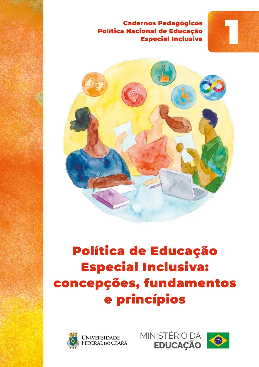 Capa do Volume 1 dos Cadernos Pedagógicos da Política Nacional de Educação Especial Inclusiva